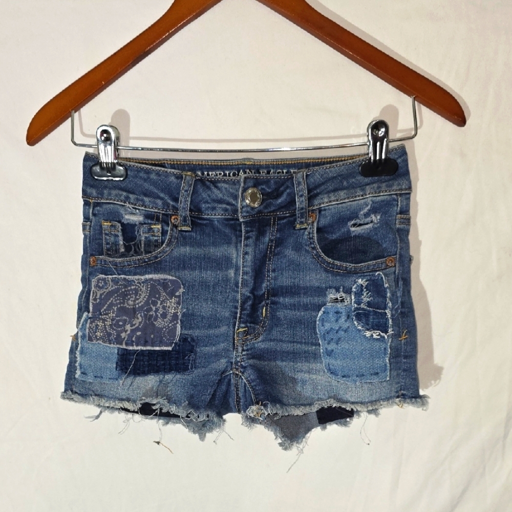 American Eagle 0 Denim Patchwork Women Short Jean Great Jeans